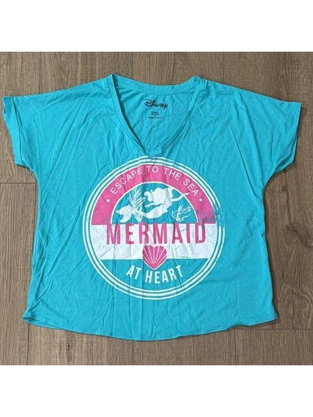 Disney The Little Mermaid Escape To The Sea Mermaid At Heart V-Neck T-Shirt